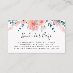 Rosa Watercolor Flowers Bokar för Baby-insättnings Tilläggskort