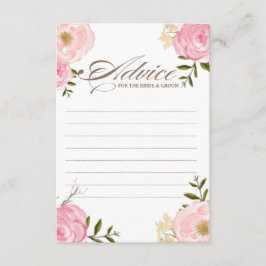 Rosa Watercolor Flowers Bröllop Adapter Rådkort