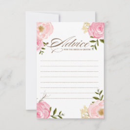 Rosa Watercolor Flowers Bröllop Adapter Rådkort