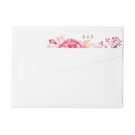 Rosa Watercolor Flowers Bröllop-adressetikett Etikettband