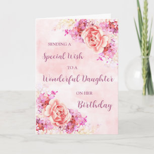 Rosa Watercolor Flowers Dowers Birthday Kort