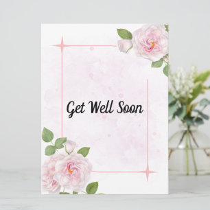 Rosa Watercolor Flowers Get well-Soon Card Kort