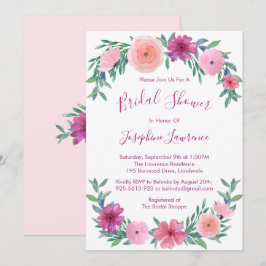 Rosa Watercolor Flowers Möhippa Inbjudningar