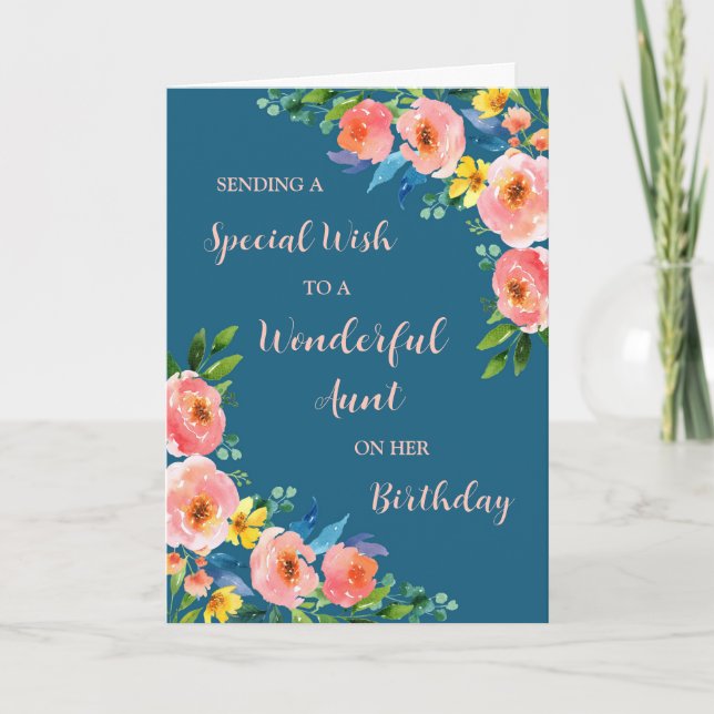 Rosa Watercolor Flowers Moster Birthday Kort (Framsida)