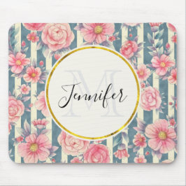 Rosa Watercolor Flowers on Rand Mousepad Musmatta