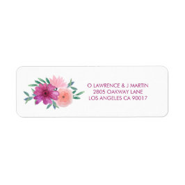 Rosa Watercolor Flowers Returadress Etikett