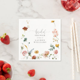 Rosa Watercolor Flowers Script-Möhippa Pappersservett