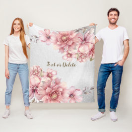 Rosa Watercolor Flowers Shiny Glitter Modern Fleecefilt