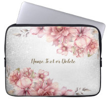 Rosa Watercolor Flowers Shiny Glitter Modern
