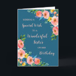Rosa Watercolor Flowers Sister Birthday Kort<br><div class="desc">Födelsedag för syster med vintage rosa vattenfärgblommor och tankfull vers.</div>