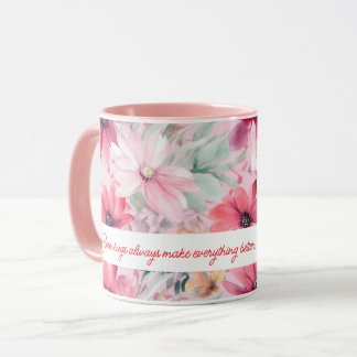 Rosa Watercolor FLowers Skriv ut | Bidrag till Mam Mugg