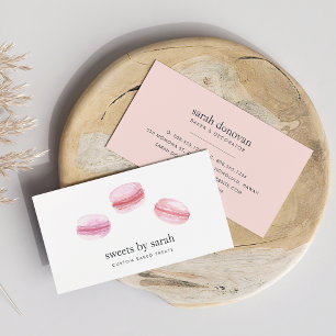 Rosa Watercolor Fransk Macarons Bakery Visitkort