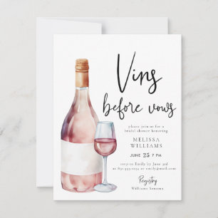  Rosa Watercolor Fransk Vin Möhippa Inbjudningar