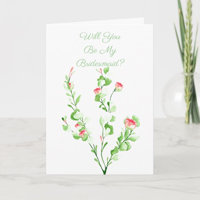 Rosa Watercolor Garden Bouquet Kort (Framsida)