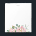 Rosa Watercolor Garden Rosor Anpassningsbar Anteckningsblock<br><div class="desc">anteckningsblock av Söt och feminin anpassningsbar med vattenfärgade illustrationer av trädgårdsodling,  rosor- och vattenmiljö samt eukalyptus bouquet. Anpassa genom att lägga till en namn- eller kort-fras. Det här blir en personlig av perfekten.</div>
