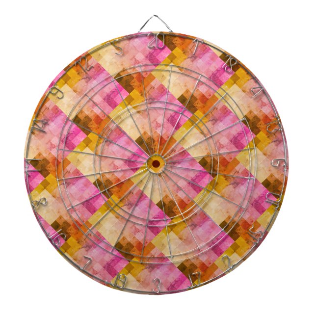 Rosa Watercolor Geometric Mönster Darttavla (Framsidan)