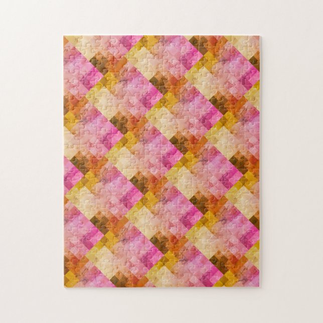 Rosa Watercolor Geometric Mönster Pussel (Vertikal)