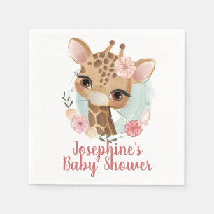 Rosa Watercolor Giraffe Baby Shower Pappersservett