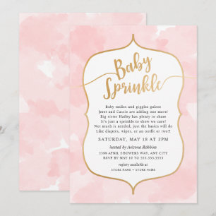 Rosa Watercolor Girl Baby Sprinkle Inbjudan