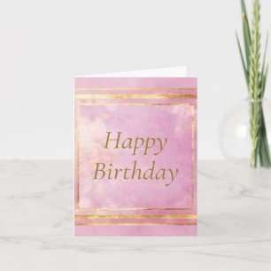 Rosa Watercolor & Gold Foil Grattis på födelsedage Inbjudan