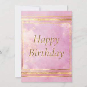 Rosa Watercolor & Gold Foil Grattis på födelsedage Inbjudningar