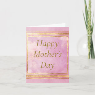 Rosa Watercolor & Gold Foil Mors dag Card Inbjudan