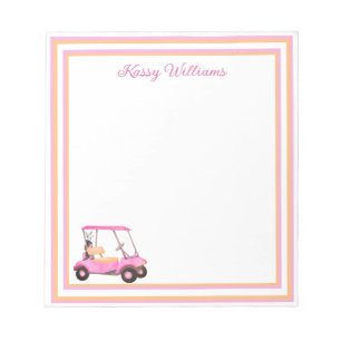 Rosa Watercolor Golf Cart Namn Anteckningsblock