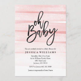 Rosa Watercolor Gradient Oh Baby Shower-inbjudan Inbjudningar