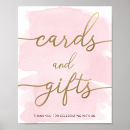 Rosa Watercolor Guld Cards and Gifts Sign Poster
