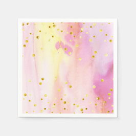 Rosa Watercolor Guld Confetti Party Pappra blöjor Pappersservett