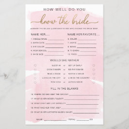 Rosa Watercolor Guld känner till Bride Game