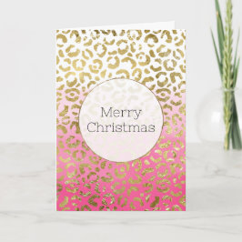 Rosa Watercolor Guld Leopard Kort