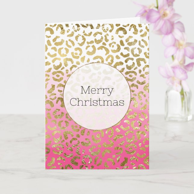 Rosa Watercolor Guld Leopard Kort (Orkide)