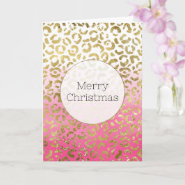 Rosa Watercolor Guld Leopard Kort