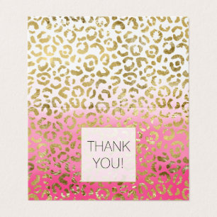 Rosa Watercolor Guld Leopard Tack Kort