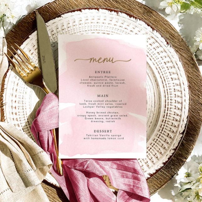 Rosa Watercolor Guld Menu Meny (Skapare uppladdad)