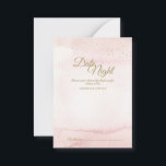 Rosa Watercolor Guld Type Date Night Adapter Rådkort<br><div class="desc">Denna Rosa Watercolor Guld Type bröllop daterar nattavrådskort för presenter en elegant men minimalistisk och mångsidig utformning. Skuggorna av korall, persikor, , mauva och dammiga ro i den målade rosa vattenfärgen ger upphov till en soluppgång eller solnedgång, förskönad med minsta möjliga glitter i guld tillsammans med kalligrafi i guld, skapande...</div>