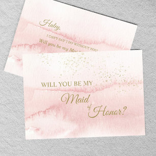 Rosa Watercolor Guld Type Maid of honor Frieri Inbjudningar
