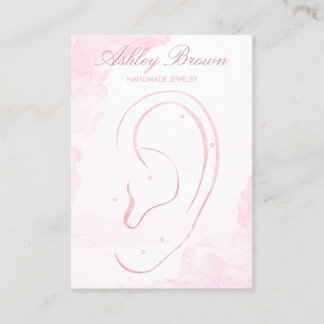 Rosa Watercolor Handmade made Jewelry Earring Visn Visitkort