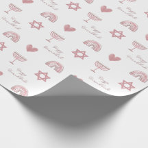Rosa Watercolor Hanukkah Wrapping Papper