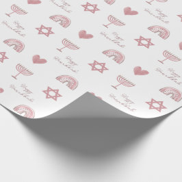 Rosa Watercolor Hanukkah Wrapping Papper Presentpapper