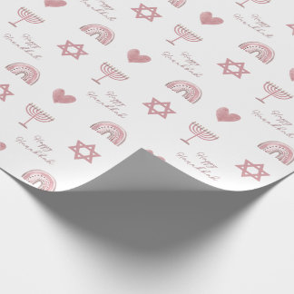 Rosa Watercolor Hanukkah Wrapping Papper Presentpapper