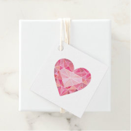 Rosa Watercolor Heart Gem Diamond Glam Kärlek Gåvor Etiketter