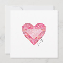 Rosa Watercolor Heart Gem Kärlek Note Romantic