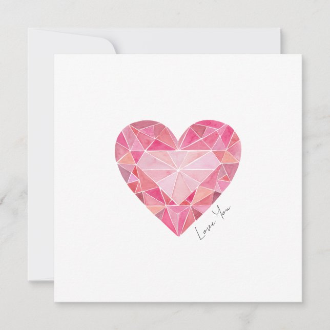 Rosa Watercolor Heart Gem Kärlek Note Romantic (Framsida)