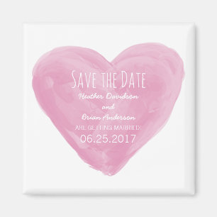 Rosa Watercolor Heart Spara datum magneter