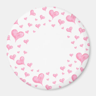 Rosa Watercolor Hearts Magnet