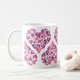 Rosa Watercolor Hearts Valentine Day Kaffemugg