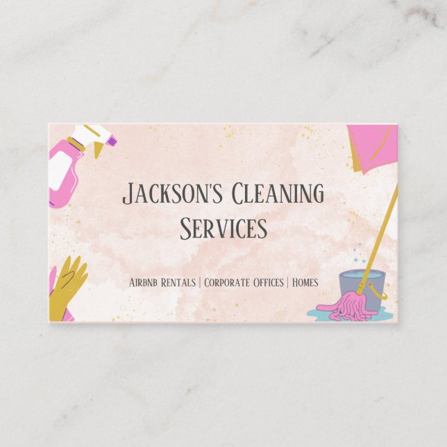 Rosa Watercolor Home and Airbnb Städning Services Visitkort (Framsida)