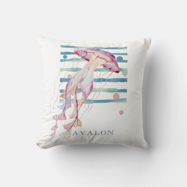 ROSA WATERCOLOR JELLYFISH, BEACH, AVALON KUDDE (Framsida)